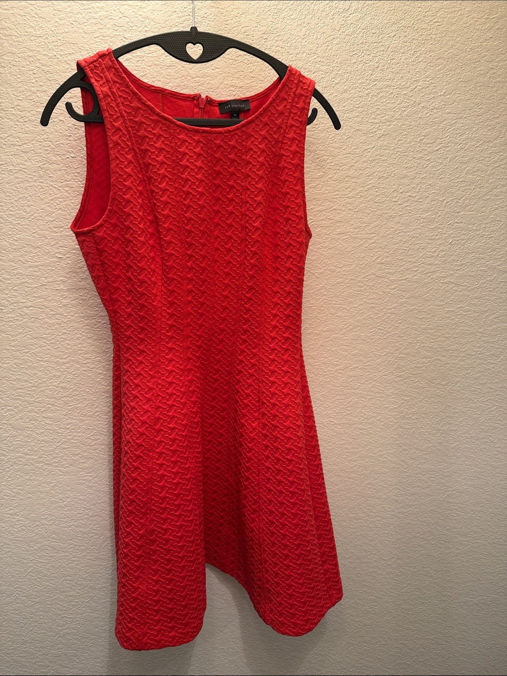 The Limited Red Sleeveless Textured Fit-and-Flare Dress